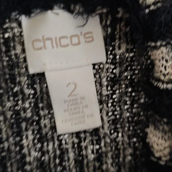 Chico's Sweater Shrug Cardigan Tan And Black - Picture 2 of 7